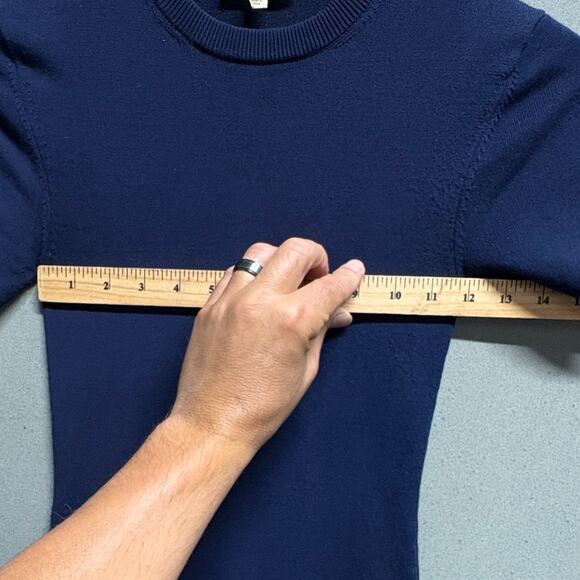 GRLFRND Florrie Navy Blue Ribbed Midi Dress with Short Sleeves XXS - Picture 8 of 12